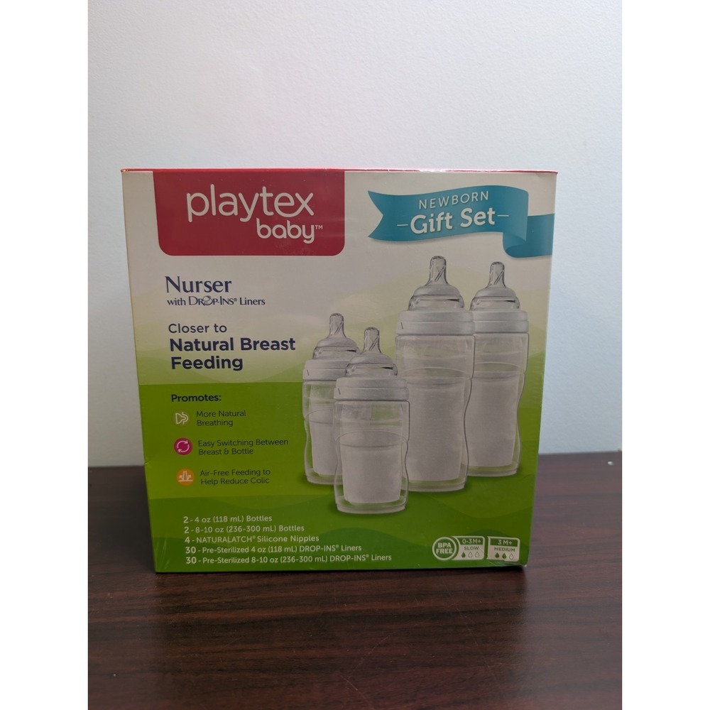 Playtex Baby Nurser 4 Bottles 60 Drop-Ins Liners Newborn Gift Set Brand New Seal